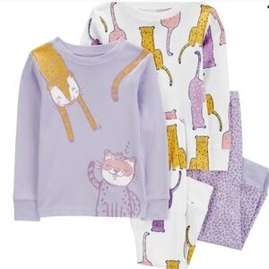 Carter's Lavender and White Cat Print Pajama Set